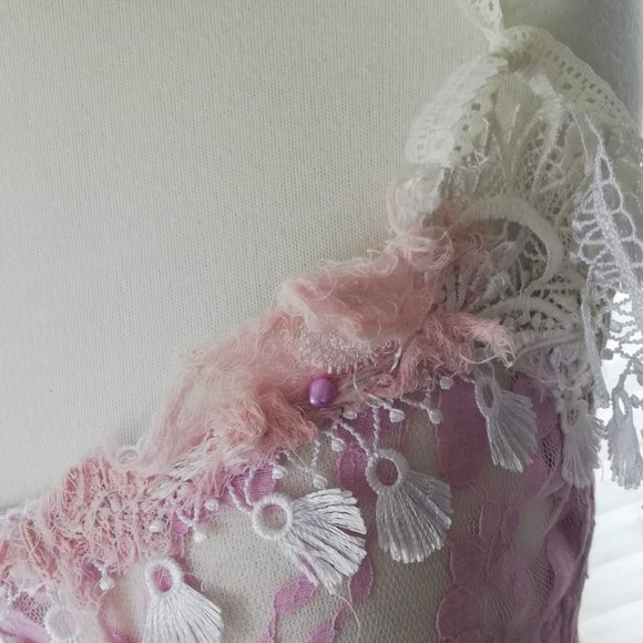 Handmade Fairycore Amethyst violet faerie lace dress - Picture 5 of 9